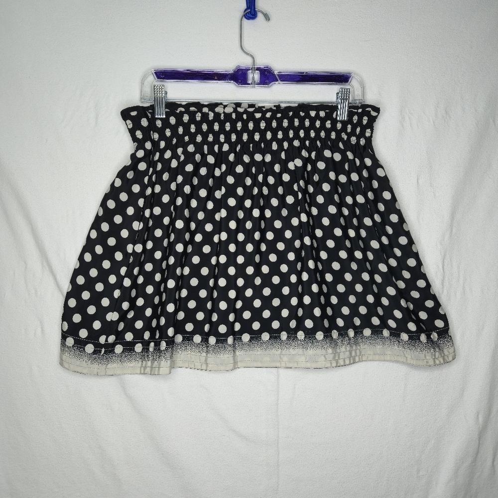 Ecote Ladies Black And Cream Polka Dot Mini Skirt Size Large